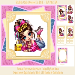 Stylish Girls Dressed In Pink - 7x7 Mini Kit