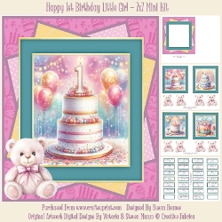 Happy 1st Birthday Little Girl - 7x7 Mini Kit