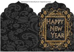 Black and Copper Happy New Year Elegant Top