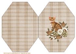 Tabby Kitten and Flowers Octagon Card