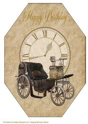 A4 Steam Punk Travel Octagon Card Front
