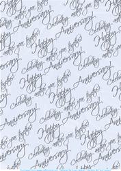 Ice Blue with Silver Text Anniversary Paper