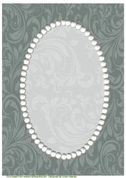Dark Green Swirls and Pearls Card Front