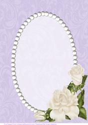Lilac Swirls, Pearls and Ivory Roses Card Front