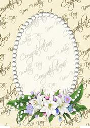 Wedding Text, Pearls and Lilly Spray Card Front 2