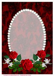 Red and Black Lace with Pearls and Red Roses Card Front