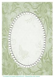 Green Swirls, Flowers and Pearls Card Front