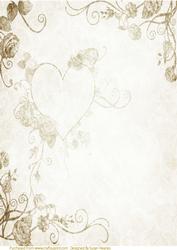 Cream-sepia Love Hearts and Roses Paper
