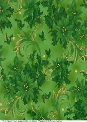 Green Swirls and Poinsettia Paper