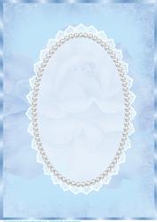 Blue Antique Rose, Lace and Pearl Card Front