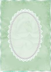Green Antique Rose, Lace and Pearl Card Front