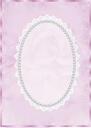 Pink Antique Rose, Lace and Pearl Card Front