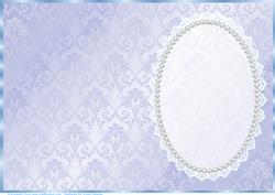 Ice Blue Damask, White Lace, Pearl Insert