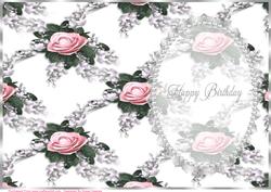 Pink Rose Spray, Silver Lace, and Pearl Insert 3
