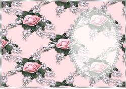 Pretty Pink Rose Spray, Lace and Pearl Insert