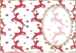 Christmas Riegndeer, Gold Lace and Pearl Insert