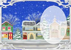 Christmas Eve Street Scene, with Silver Frame
