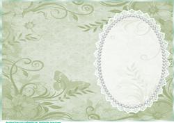 Easter Green Floral, Butterfly Insert, with Lace and Pearls