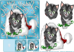 Happy Holidays Playful Kitty 6x6