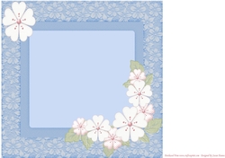 Blue Floral Frame, With Flowers 8x8 Insert
