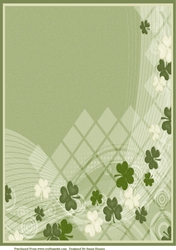 Green Clovers Paper, With Borders 4
