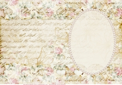Cream Shabby Chic, Text And Flowers Insert, With Pearls