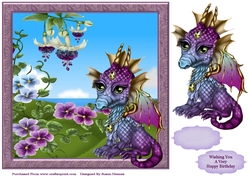Sweet Little Purple Dragon  8x8