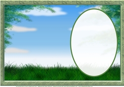 Scenic, Grass And Trees In A Green Frame Insert 2