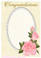 A4 Cream Swirls, Pearls and Coral Roses Card Front 2
