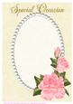 A4 Cream Swirls, Pearls and Coral Roses Card Front 3