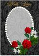 Black Vintage, Pearls and Red Roses Card Front