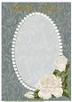 Dark Green Swirls, Pearls and Ivory Roses Card Front 2