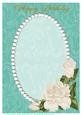 Green Swirls, Pearls and Ivory Roses Card Front 3
