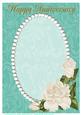 Green Swirls, Pearls and Ivory Roses Card Front 4