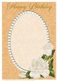 Orange Swirls, Pearls and Ivory Roses Card Front 2