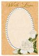 Orange Swirls, Pearls and Ivory Roses Card Front 3