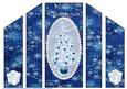Beautiful White and Blue Christmas Tree Theatre Card