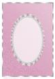 Pink Snowflake, Swirls, Silver Lace and Pearl Card Front