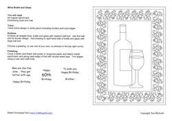Wine Bottle and Glass Parchment Card