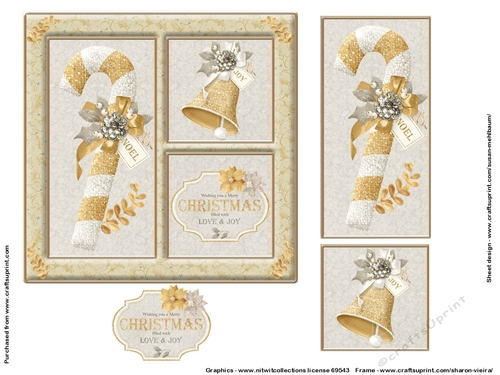 Golden Christmas Greetings Card topper  