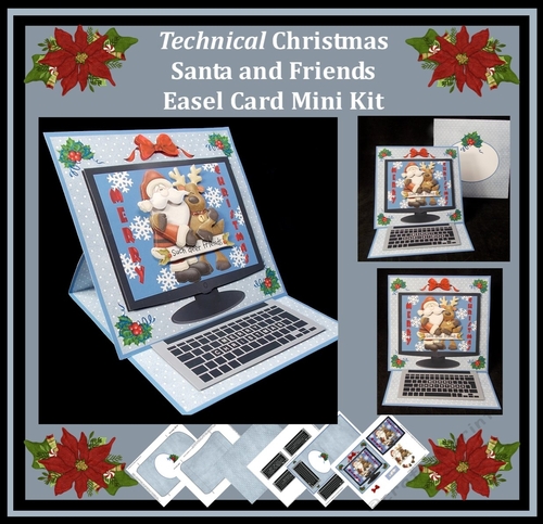 Technical Christmas Santa and Friend Easel Card Mini Kit