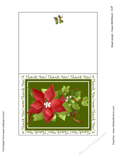 Christmas Thank You Holiday Cut and Fold Quick Card Poinsettia