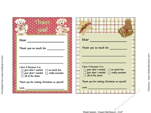 Christmas Thank You Holiday Cut and Fold Quick Card Fil in the Blank