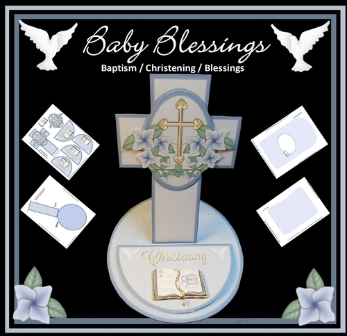 Baby Blessings Baptism, Blessings, Christening  For Boy Cross Shape Card Mini Kit