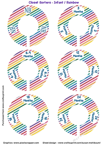 Closet Sorter - Infant - Rainbow Colors