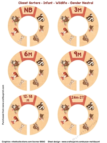 Closet Sorter - Infant - Wildlife - Gender Neutral