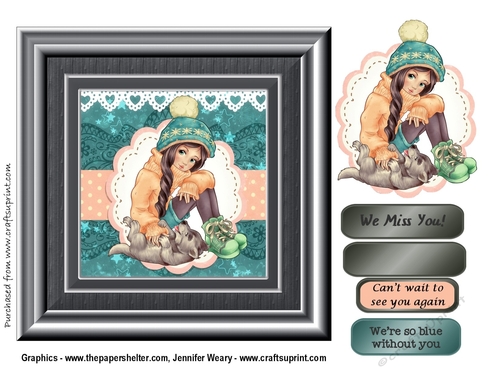 Blue without you topper with decoupage and sentiment panels