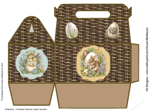 Vintage Wicker Easter Basket Gable Gift Box