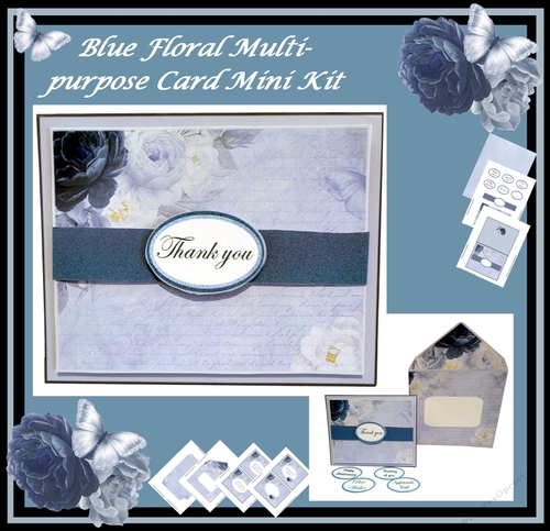 Blue Floral Multi Purpose Card Mini Kit