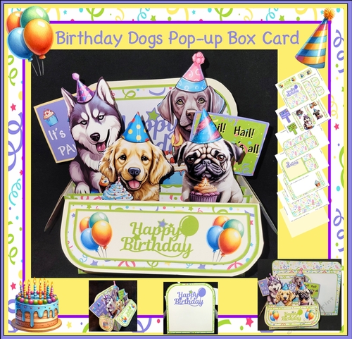 Birthday Dogs Rectangle Pop up Box Mini KIt